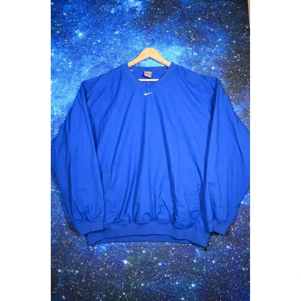 Vintage Nike Team Center Swoosh Windbreaker Men's XL Blue Lined‎ Travis Nylon